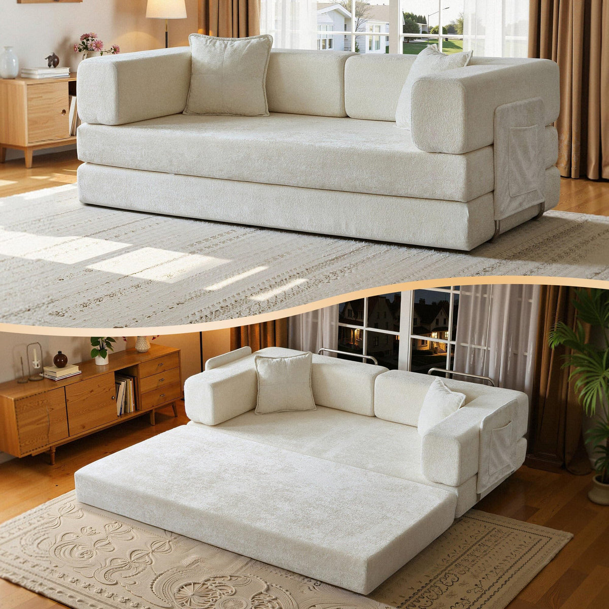 MoonSpeak 79" Convertible Sofa Bed, Boneless Couch for Living Room.