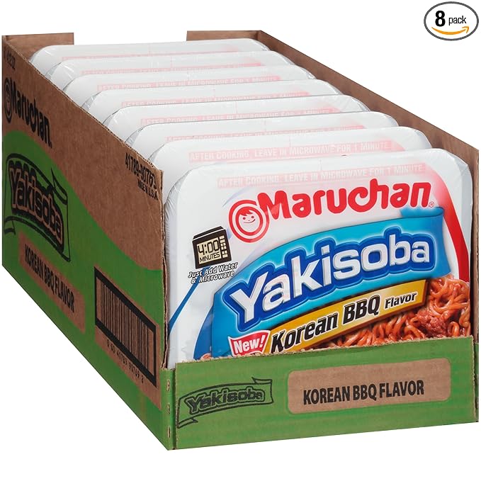 Maruchan Yakisoba Korean BBQ flavor, Japanese Instant Ramen Noodles, 4.12 Oz, 8 Count