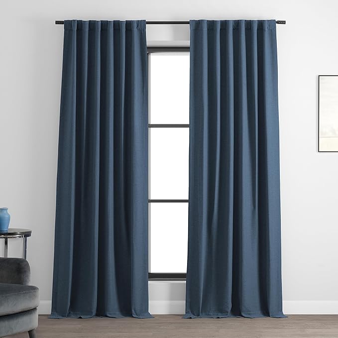 HPD Half Price Drapes Bellino Room Darkening Curtains 96 Inches Long Curtains for Bedroom & Living Room (1 Panel), 50W x 96L, Wild Blue