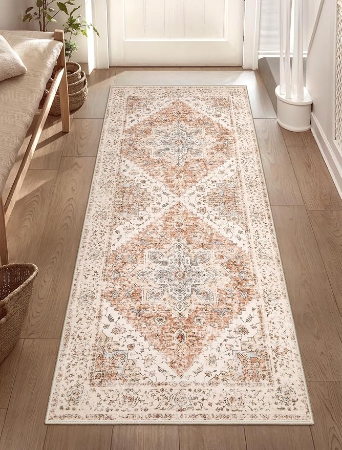 Ciicool Washable Runner Rug, 2'x5' Kitchen Non-Slip Vintage Carpet Rug Runners for Hallways Bedroom Kitchen Laundry Room Bathroom Decor