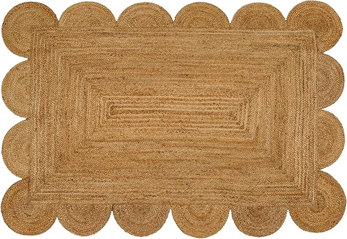Hand Woven Jute Area Rug - 3' x 5' Feet - Rustic Beige Reversible Rectangular Rugs for Bedroom, Kitchen, Living Room - Vintage Natural Braided Entry Floor Décor Boho Jute Rug 3x5 Feet