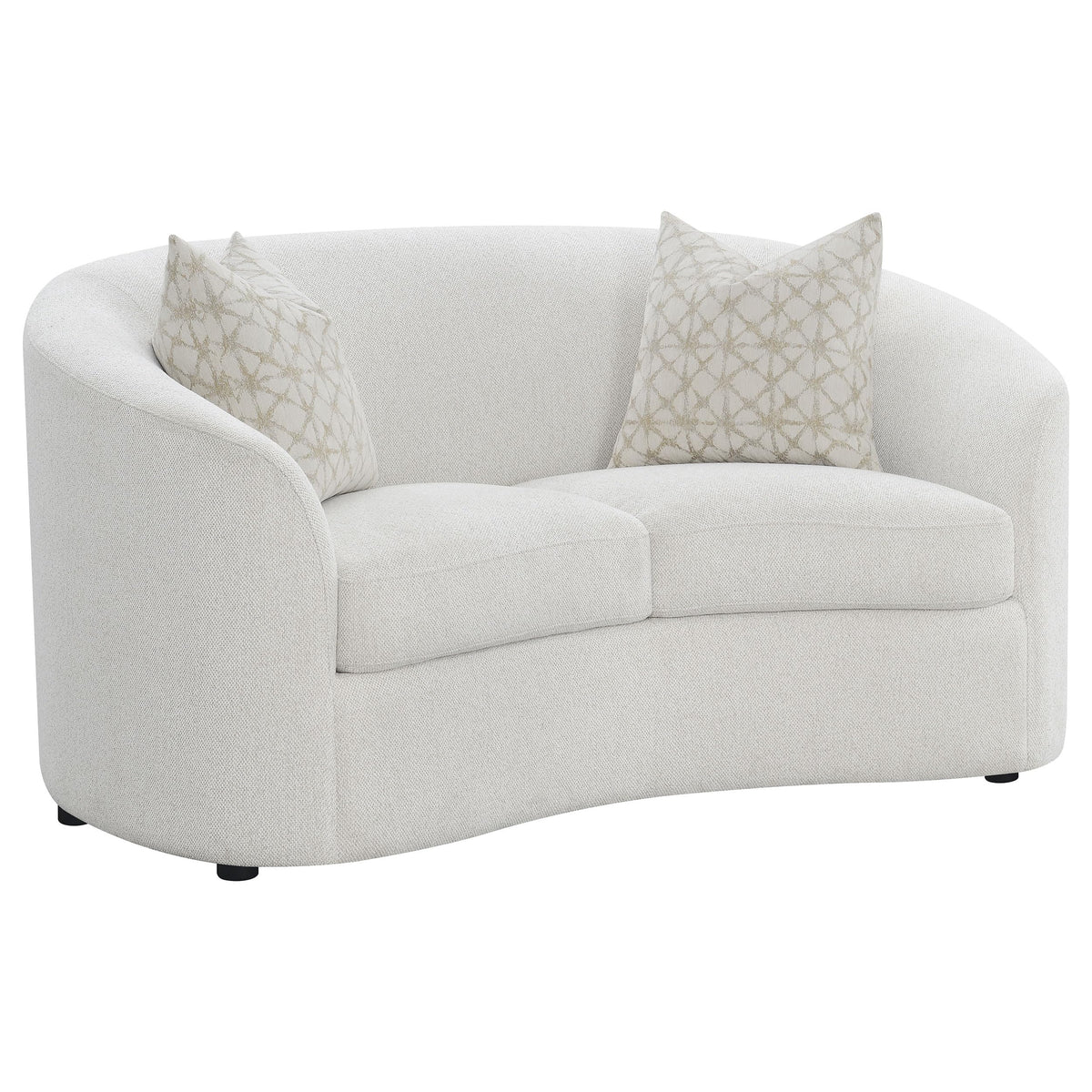 Coaster Home Furnishings - Rainn - Wood - Boucle Upholstered Loveseat with Sloped Arms, and Accent Pillows - Living Room - Latte - 509172