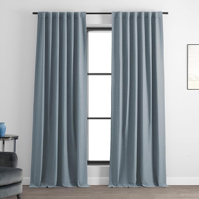 HPD Half Price Drapes Bellino Room Darkening Curtains 108 Inches Long Curtains for Bedroom & Living Room (1 Panel), 50W x 108L, Gulf Blue