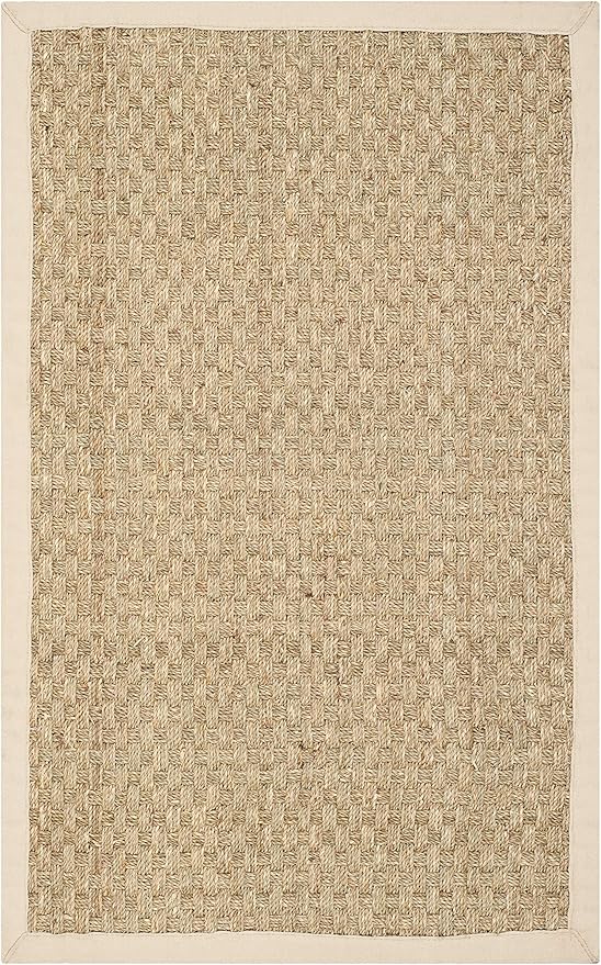 SAFAVIEH Area Rug 2x3 - Natural Fiber Collection - Natural & Beige, Seagrass, Basketweave Pattern with Border (NF114A)