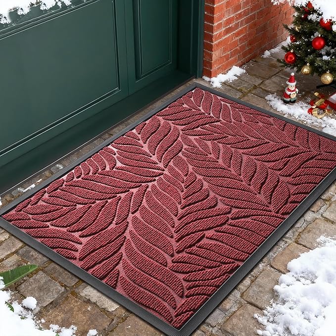 Yimobra 36x24 Large Door Mat Outdoor Indoor, All-Season Waterproof Door Mat Outside Entrance, All-Weather Non-Slip Outside Doormat for Garage Patio Entryway, Red