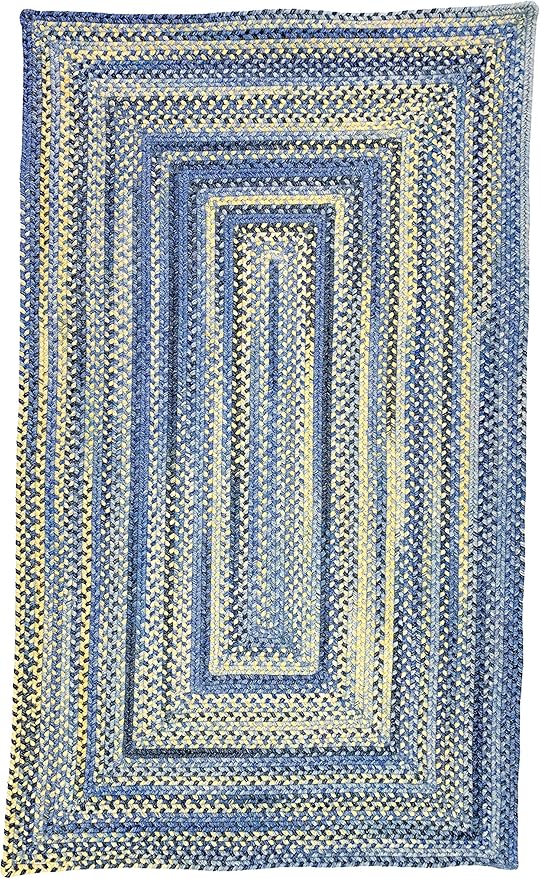 Capel American Heritage Blue Yellow 7' 0" X 7' 0" Concentric Rectangle Braided Rug
