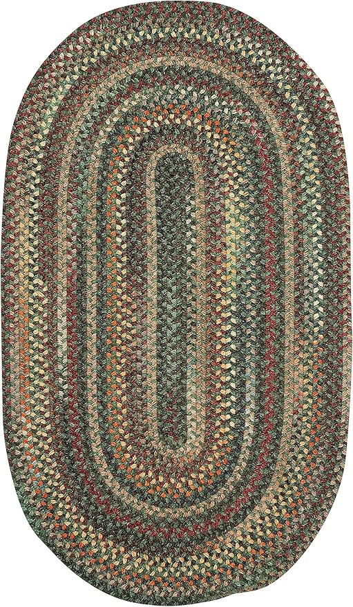 Capel American Heritage Green Multi 8' 0" X 10' 0" Oval Braided Rug