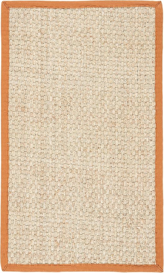 SAFAVIEH Natural Fiber Collection Area Rug - 2'6" x 4', Natural & Brown, Seagrass, Basketweave Pattern with Border (NF114B)